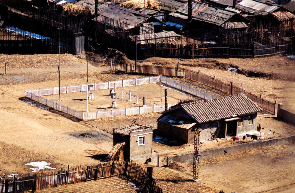 North Korean outdoor labor camp view from above